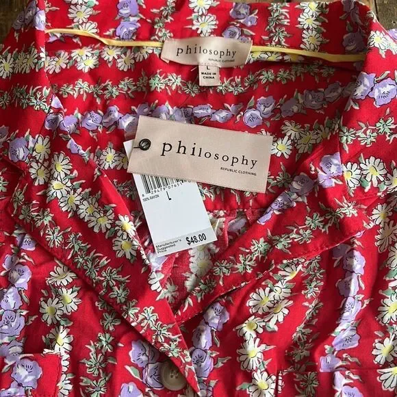 NWT PHILOSOPHY BUTTON UP 💯 rayon Shirt size L - Picture 2 of 8